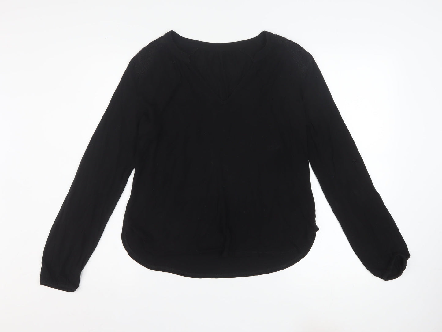 Oasis Women’s Black Viscose Long Sleeve V-Neck Blouse XS