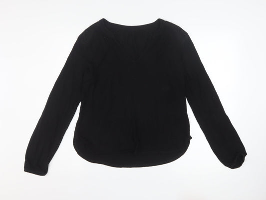 Oasis Women’s Black Viscose Long Sleeve V-Neck Blouse XS