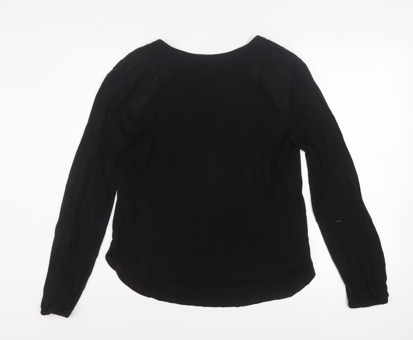 Oasis Women’s Black Viscose Long Sleeve V-Neck Blouse XS