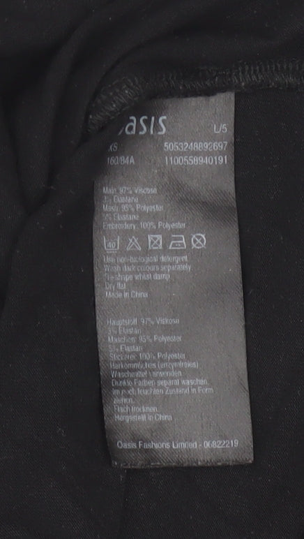 Oasis Women’s Black Viscose Long Sleeve V-Neck Blouse XS