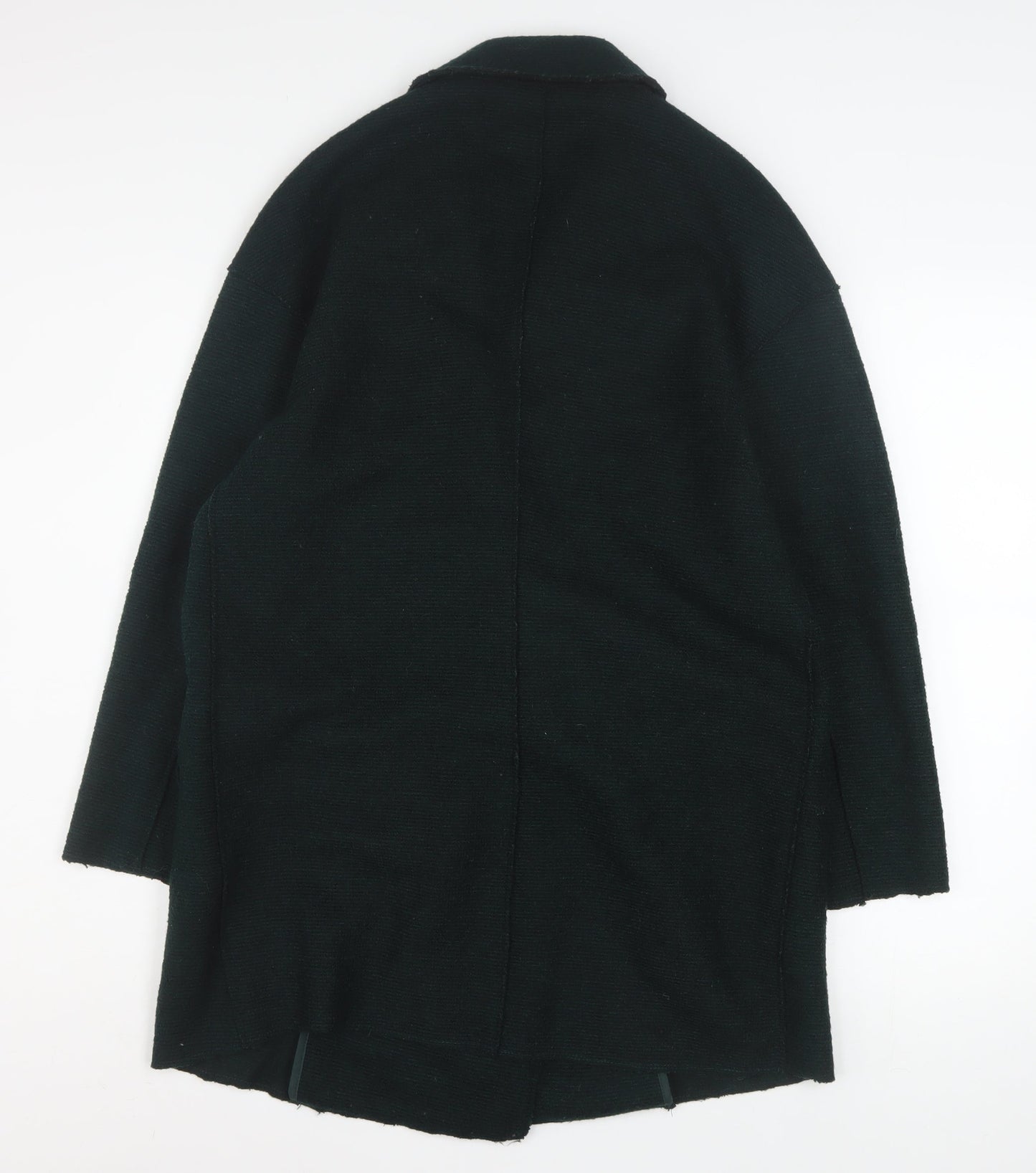 Zara Women Black Wool Blend Pea Coat XS Classic Mid-Length