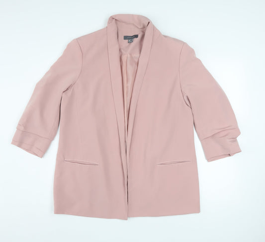 Atmosphere Women Pink Blazer Size 16 Open Front Lined 3/4 Sleeve