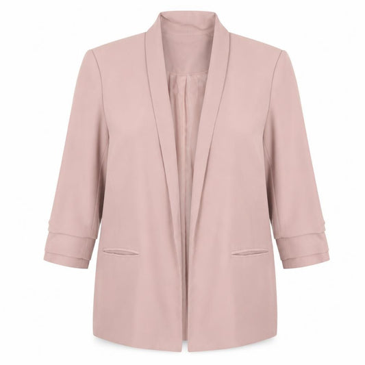 Atmosphere Women Pink Blazer Size 16 Open Front Lined 3/4 Sleeve
