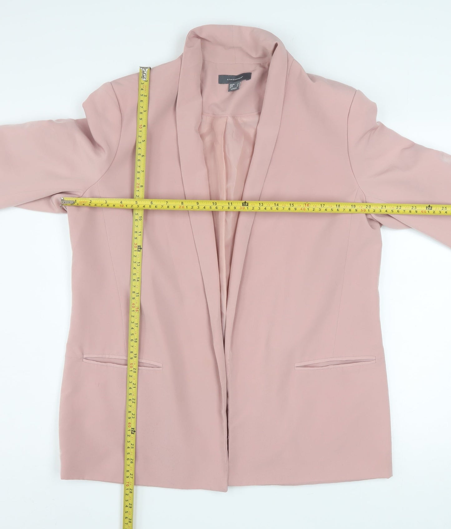 Atmosphere Women Pink Blazer Size 16 Open Front Lined 3/4 Sleeve