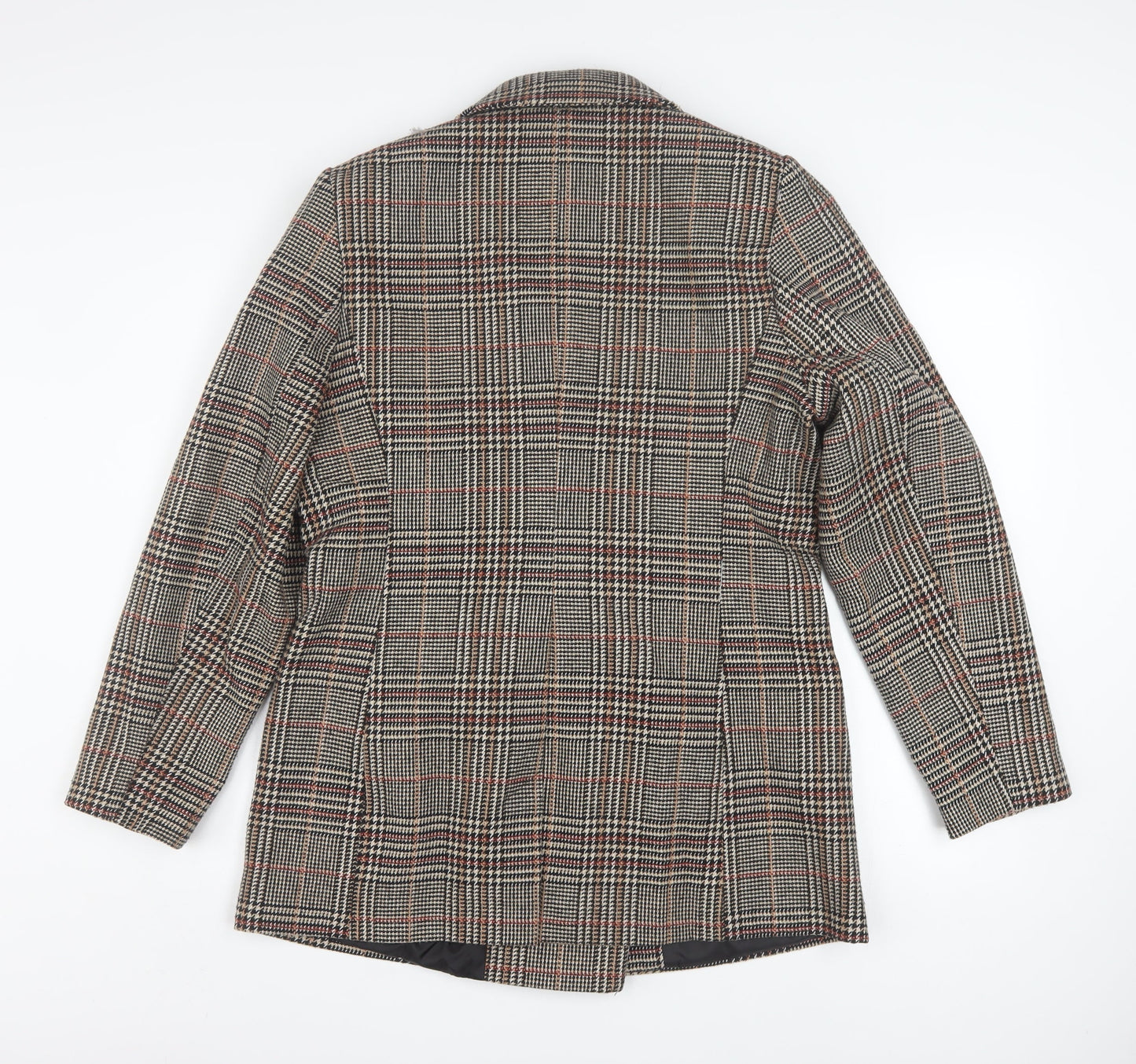 Papaya Women Brown Check Blazer Jacket Size 14 Double Breasted Classic