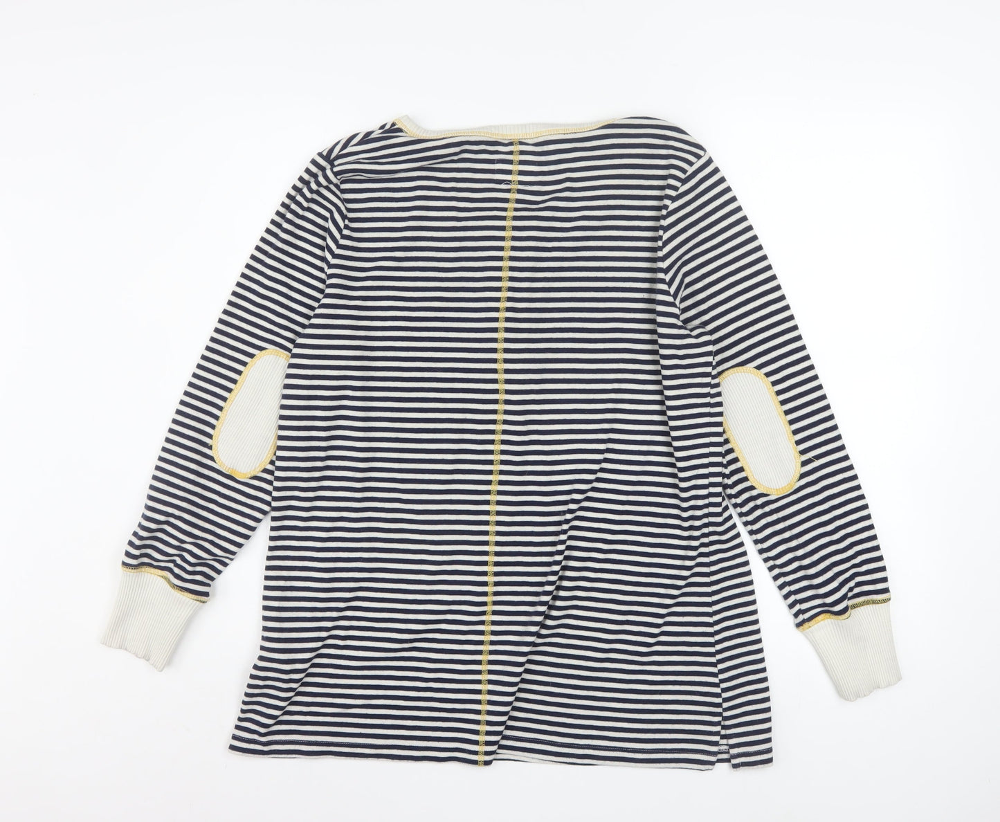 Next Women Navy Stripe Henley Long Sleeve Pullover Top Size 16
