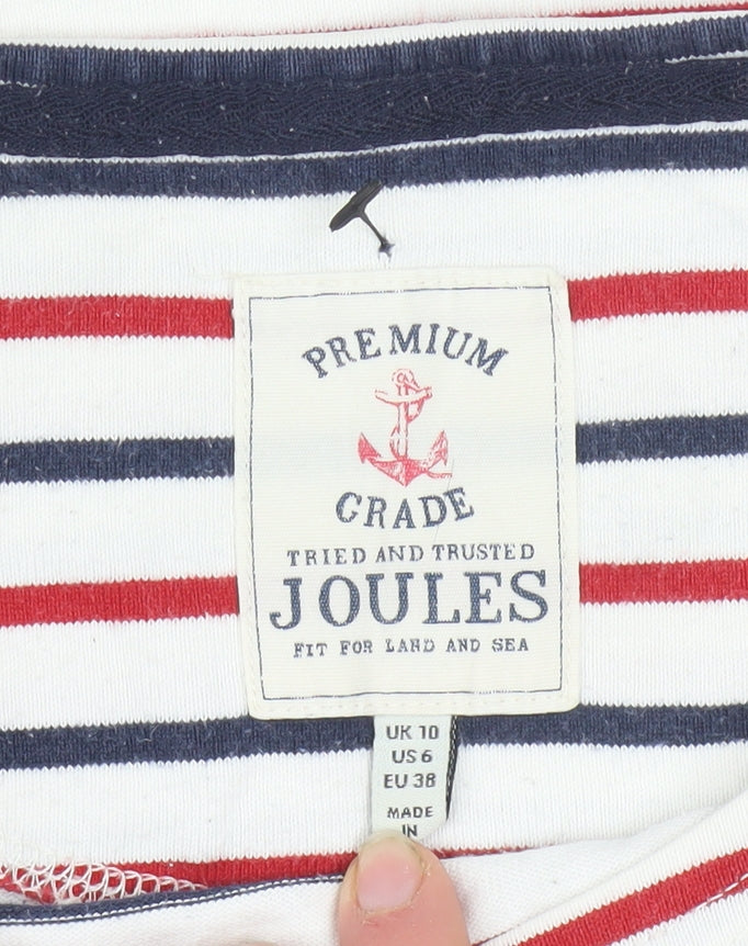 Joules Women’s Multicoloured Striped Long Sleeve Cotton T-Shirt Size 10