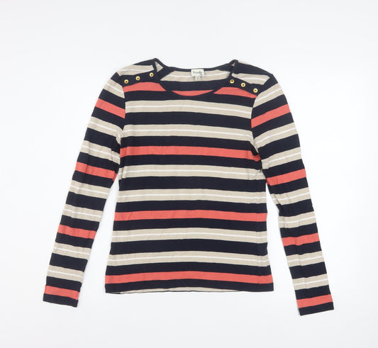 Viyella Women Multicoloured Striped Long Sleeve Boat Neck T-Shirt S