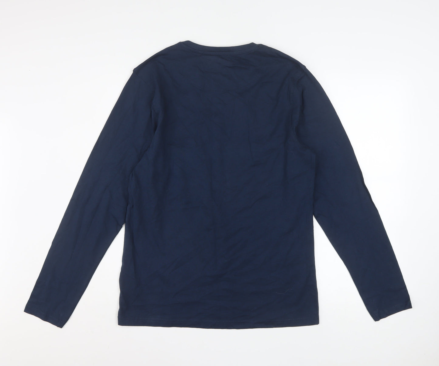 Bench Men's Blue Long Sleeve Cotton Crew Neck Top Size M