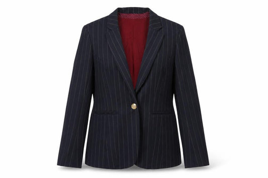 River Island Women's Blue Pinstripe Blazer Size 10 Business Style