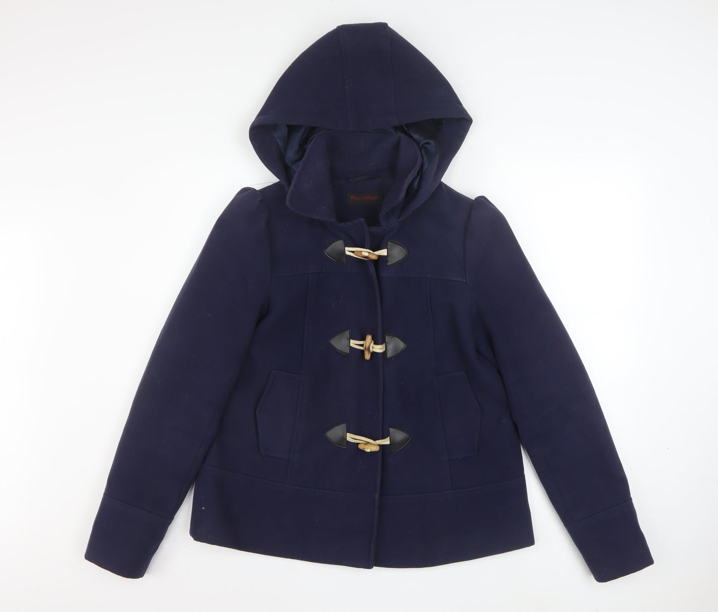 Miss Selfridge Women's Blue Hooded Duffle Coat Size 6