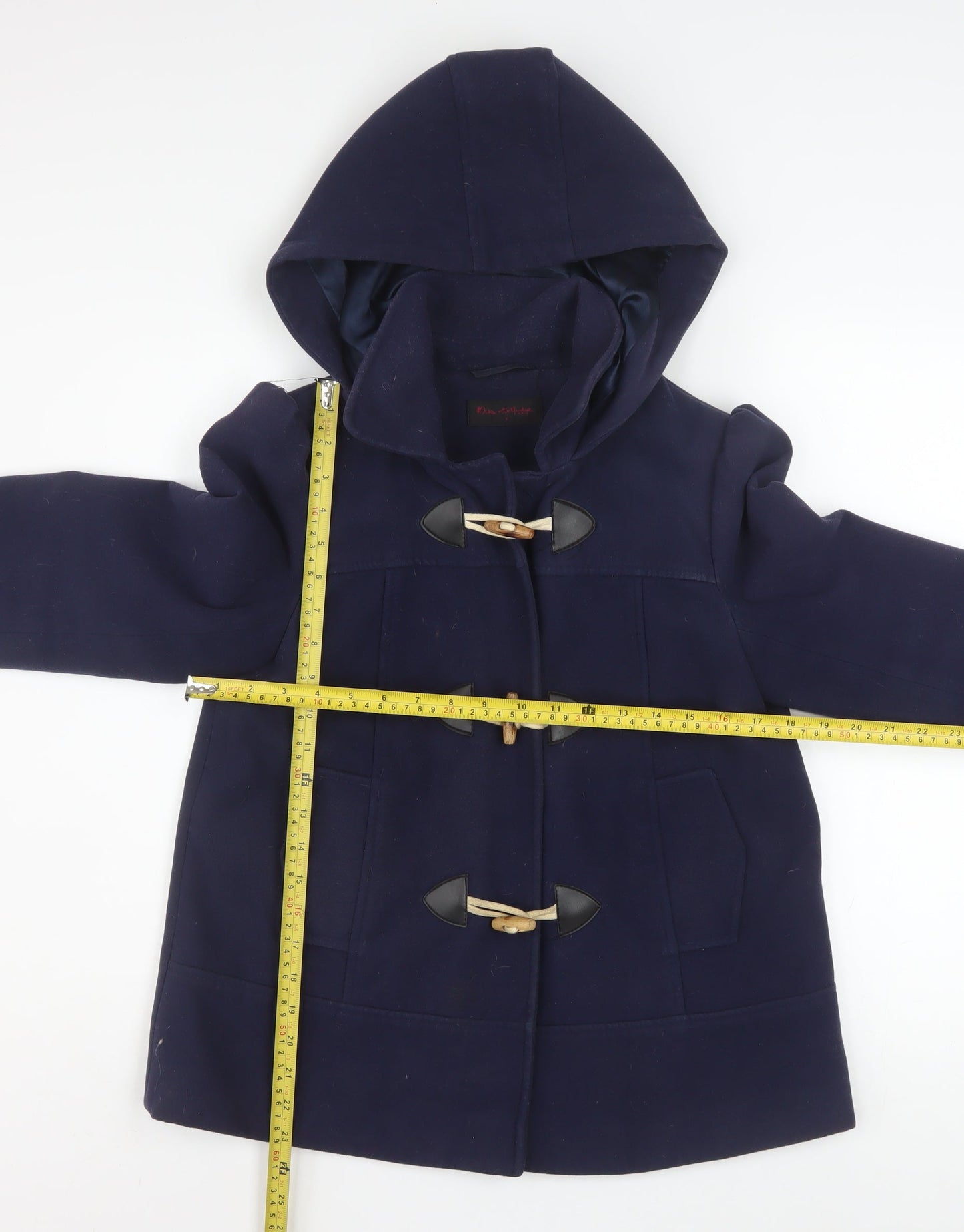 Miss Selfridge Women's Blue Hooded Duffle Coat Size 6