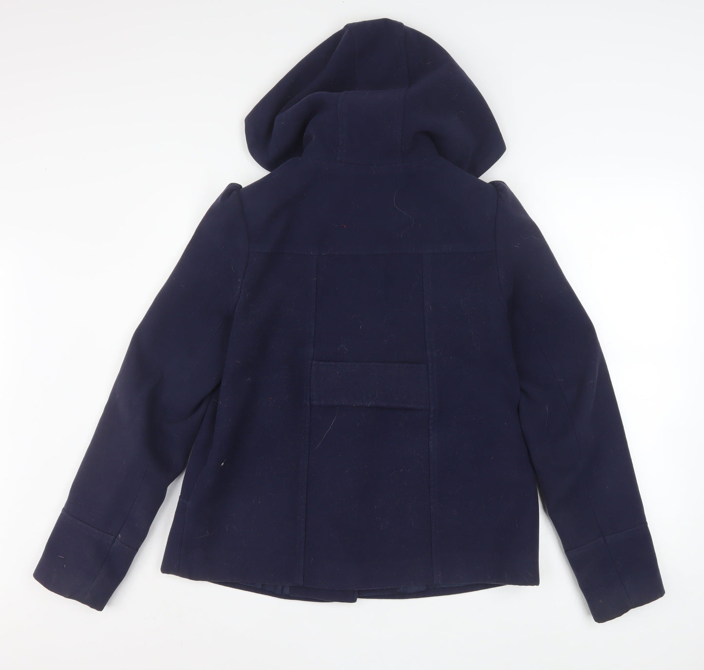 Miss Selfridge Women's Blue Hooded Duffle Coat Size 6