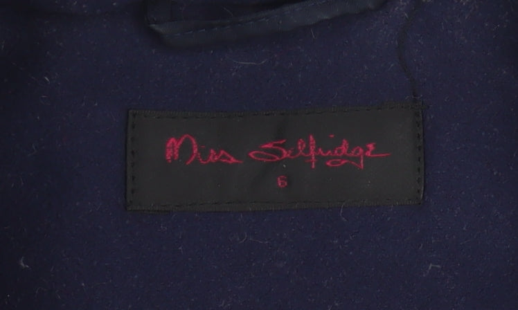 Miss Selfridge Women's Blue Hooded Duffle Coat Size 6