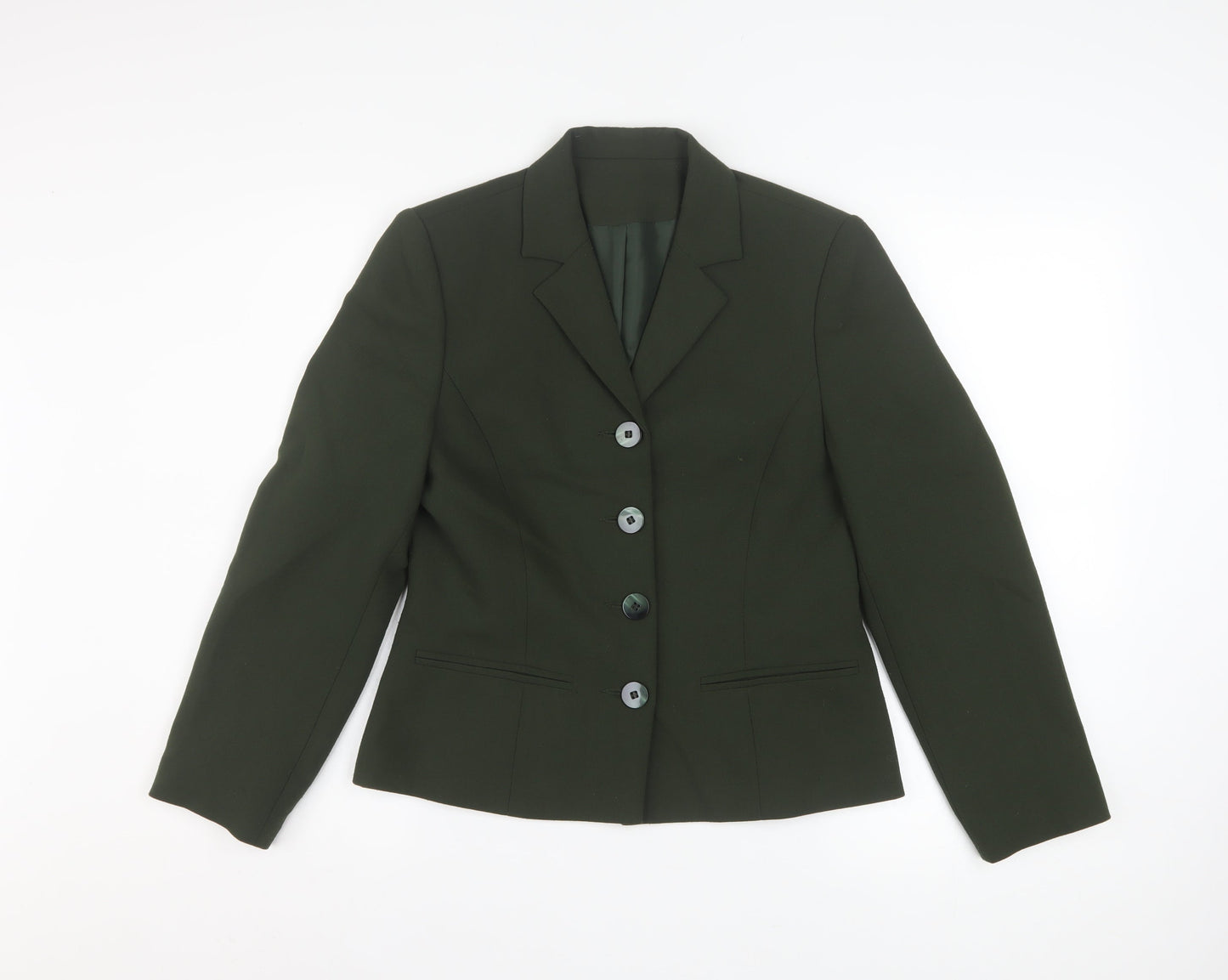 Richards Womens Green Petite Size 8 Classic Blazer Jacket