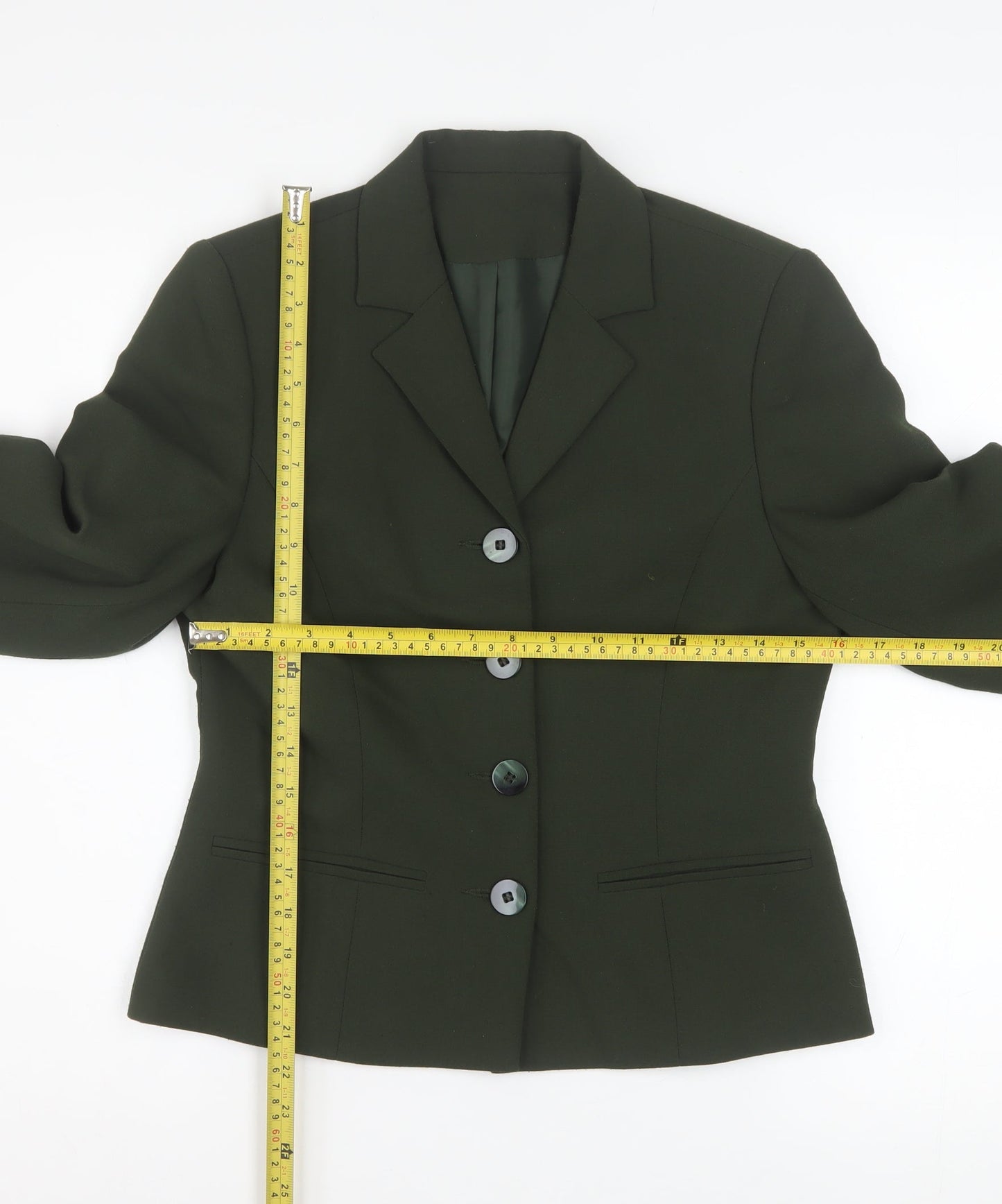Richards Womens Green Petite Size 8 Classic Blazer Jacket