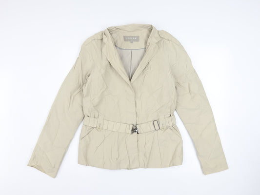 Jigsaw Women Beige Belted Short Trench Coat Jacket Size 10