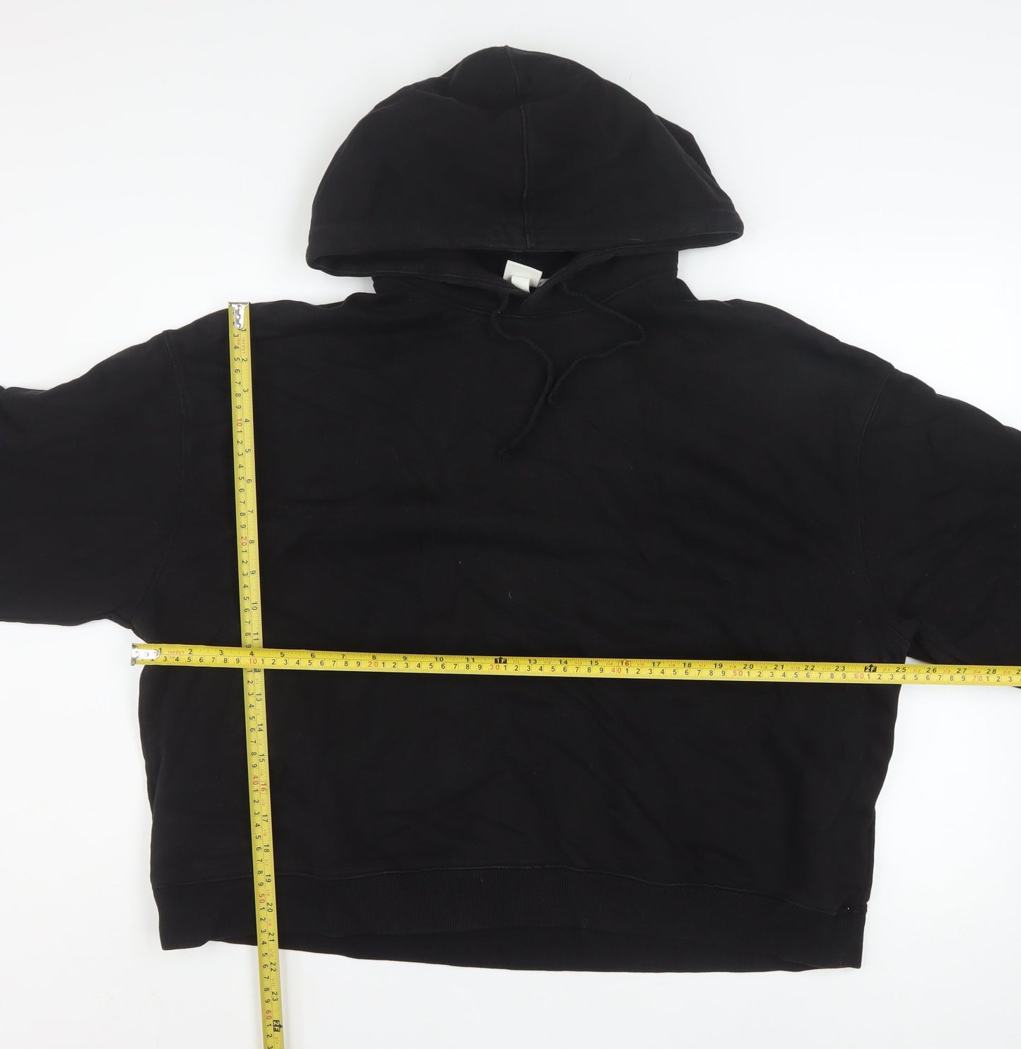 H&M Women's Black Pullover Hoodie Size L Cotton Casual Sweatshirt