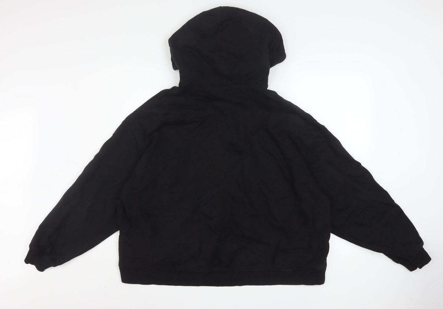 H&M Women's Black Pullover Hoodie Size L Cotton Casual Sweatshirt