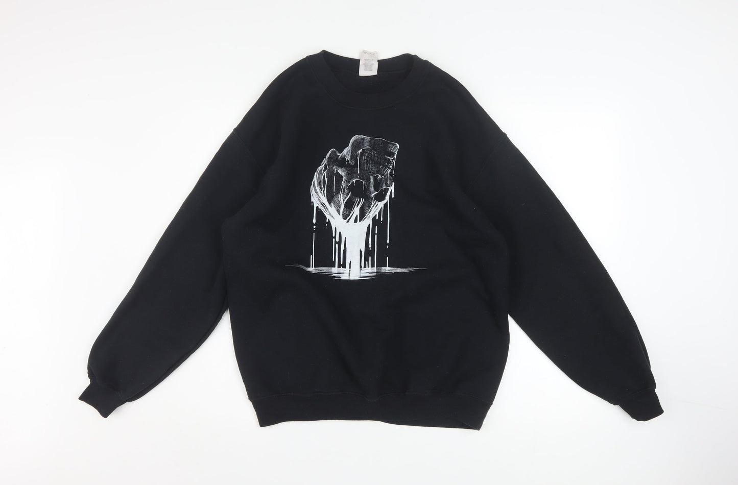 Gildan Men’s Black Graphic Pullover Sweatshirt M Heavyweight Fleece