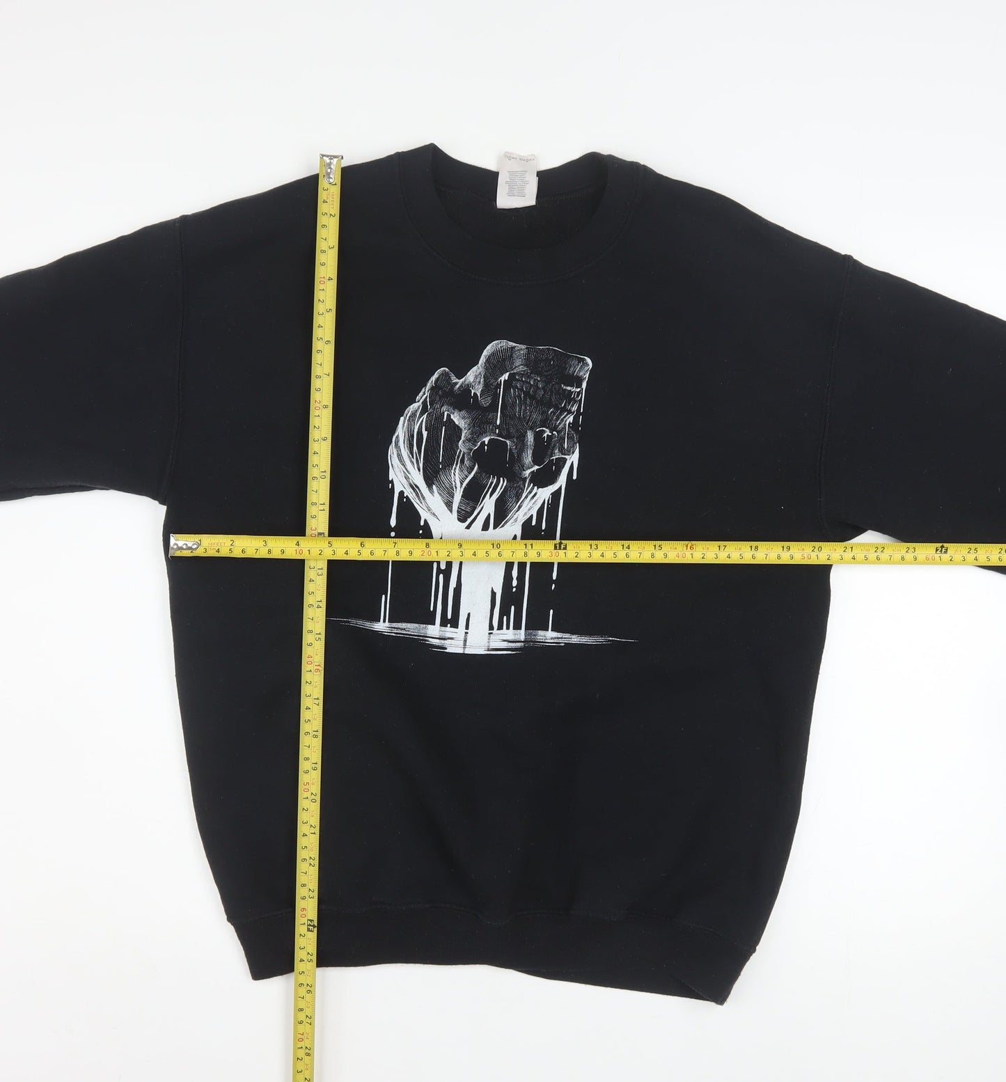 Gildan Men’s Black Graphic Pullover Sweatshirt M Heavyweight Fleece