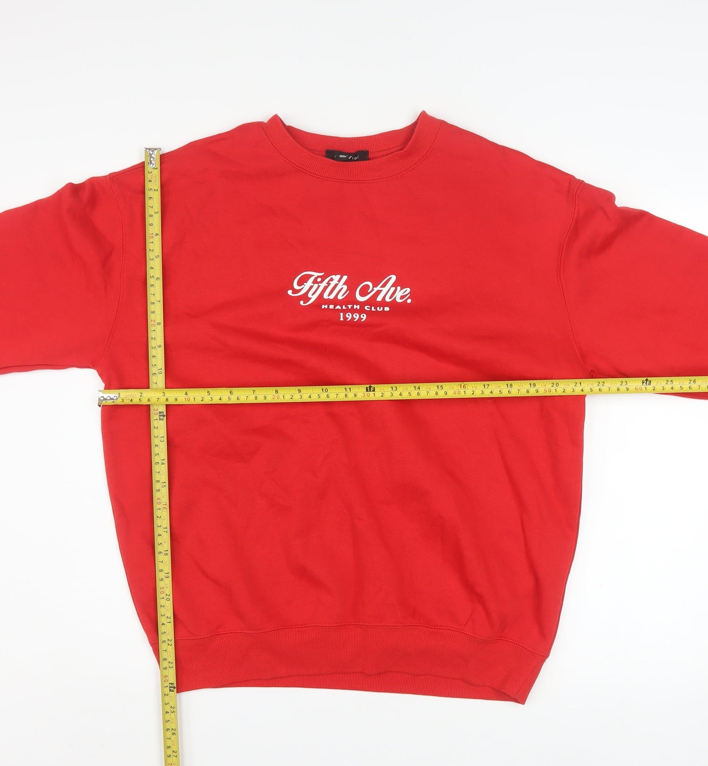 New Look Men's Red Crew Neck Graphic Pullover Sweatshirt Size S
