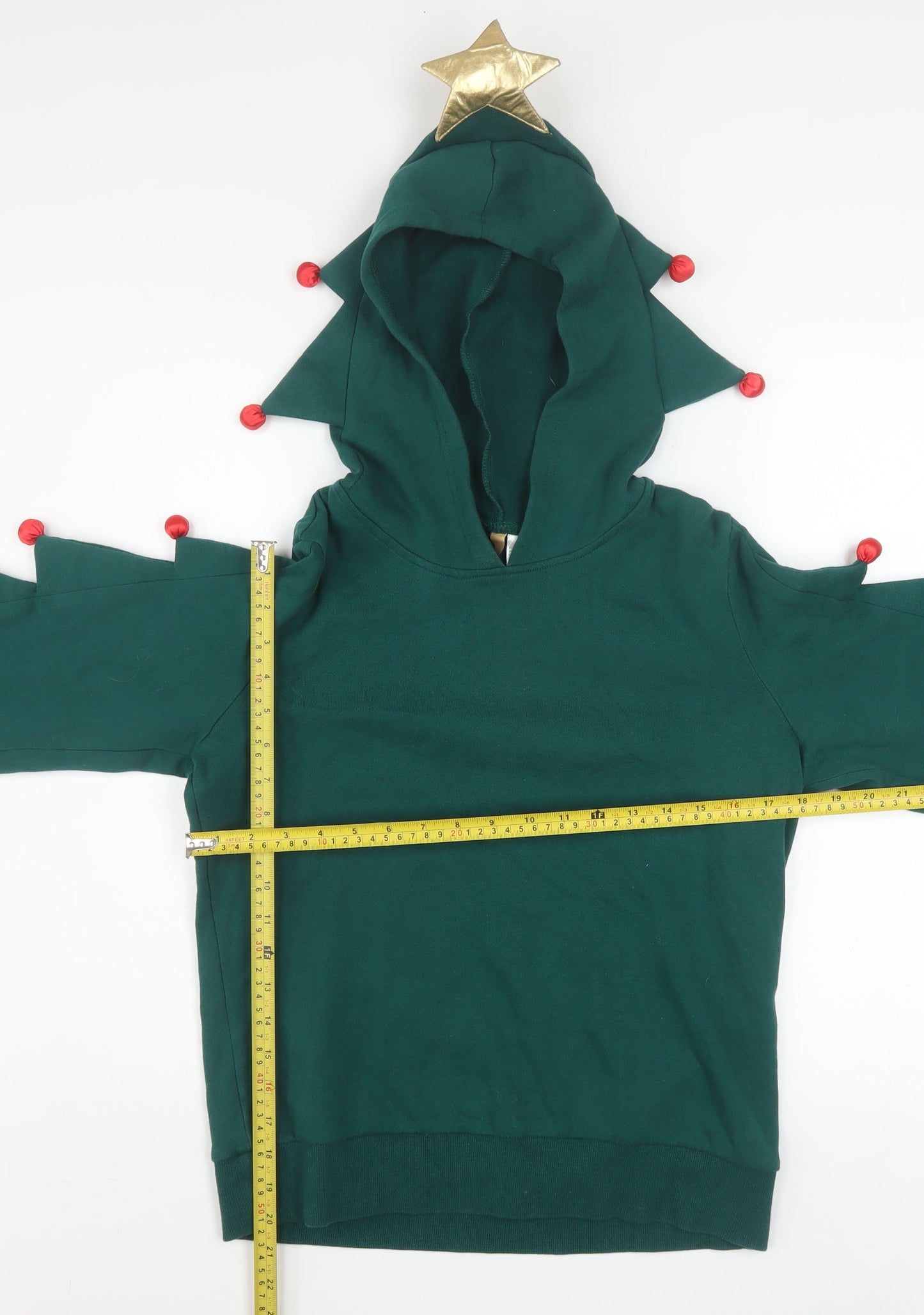H&M Divided Women Green Christmas Tree Hoodie Size S Cotton Blend