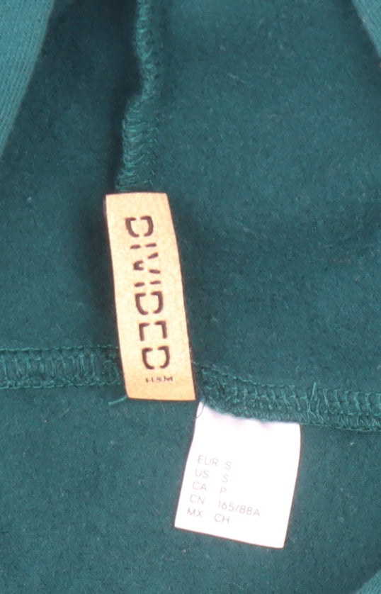 H&M Divided Women Green Christmas Tree Hoodie Size S Cotton Blend