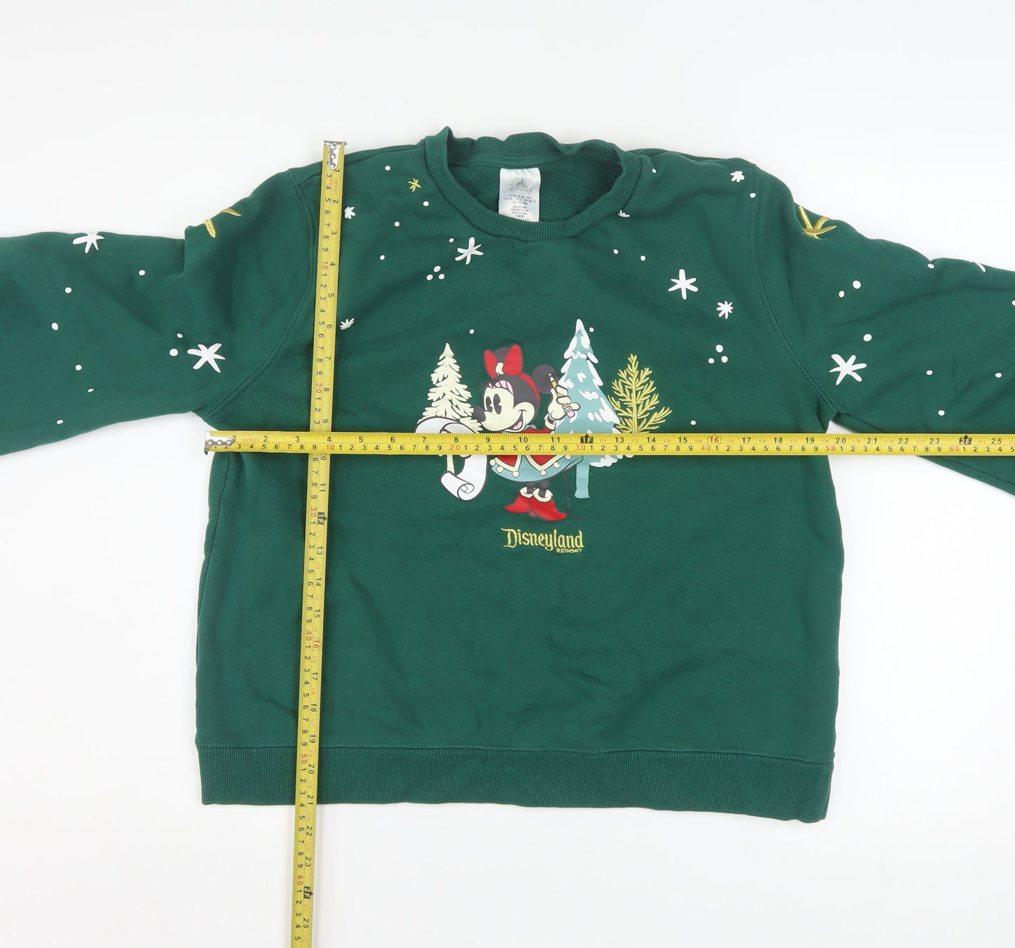 Disney Women Green L Sweatshirt Minnie Mouse Christmas Disneyland