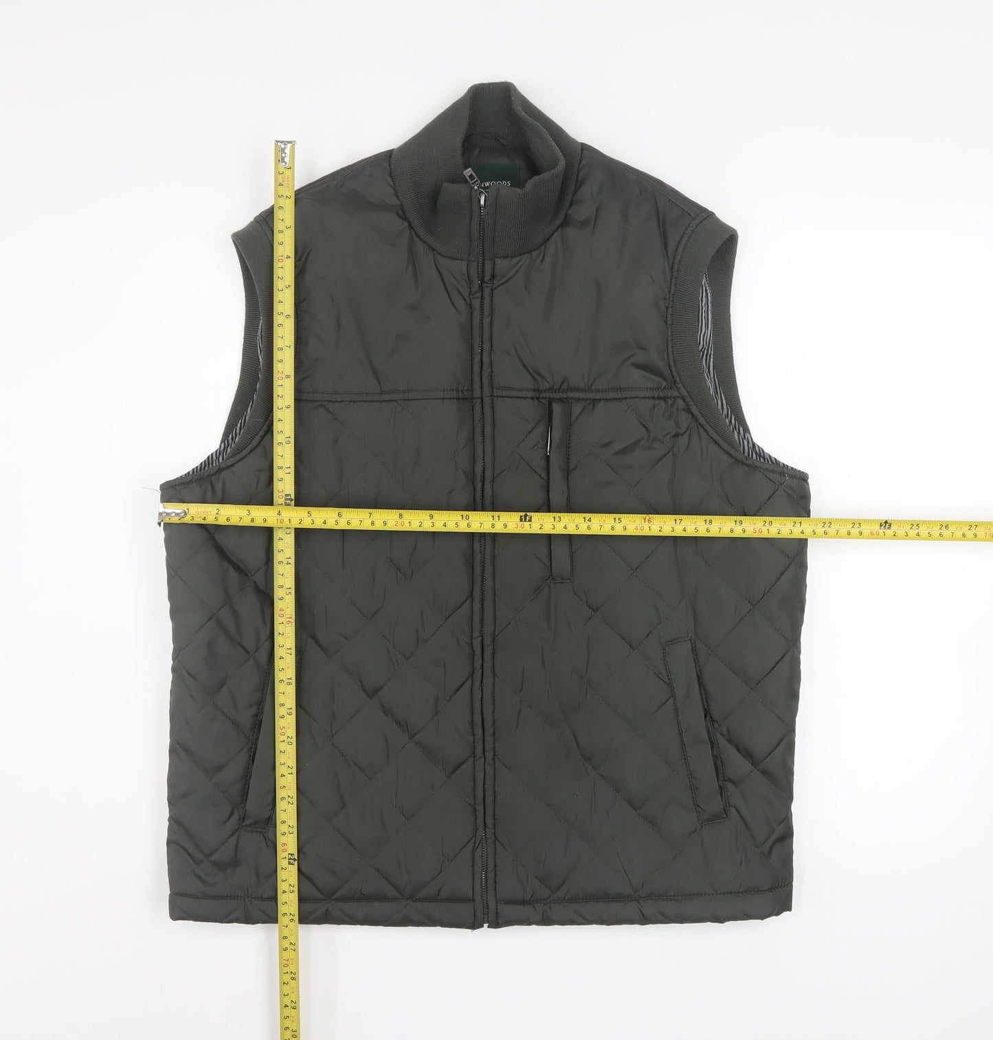 Greenwoods Mens Khaki Quilted Waistcoat Size M Zip Padded Gilet
