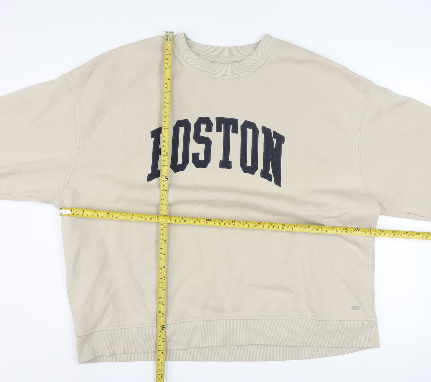 Pull & Bear Teens Beige Boston Pullover Sweatshirt XL Cotton Blend