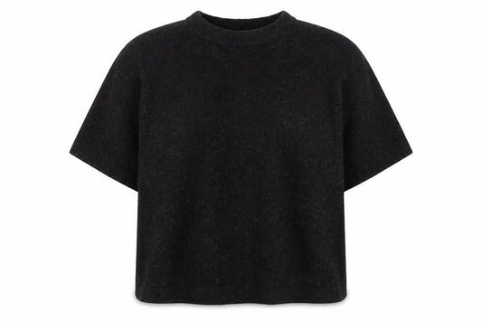 The Set Women Black XL Basic Knit Short Sleeve T-Shirt