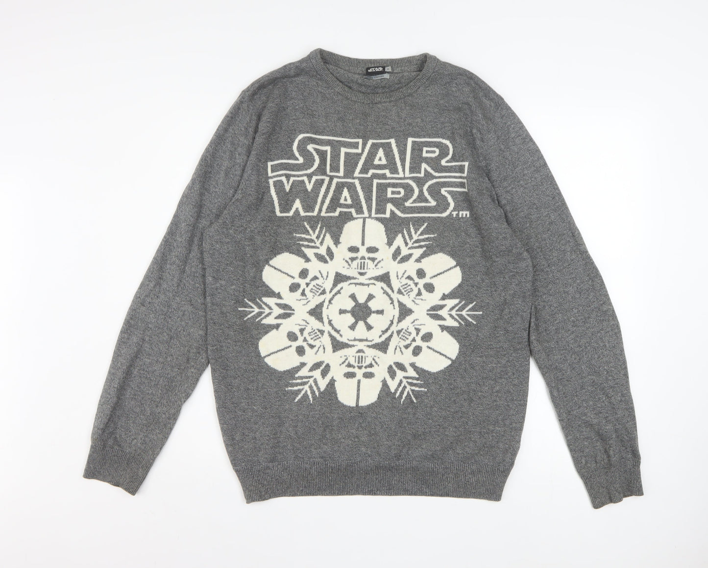 Tu Men’s Grey Star Wars Cotton Crew Neck Jumper Size M