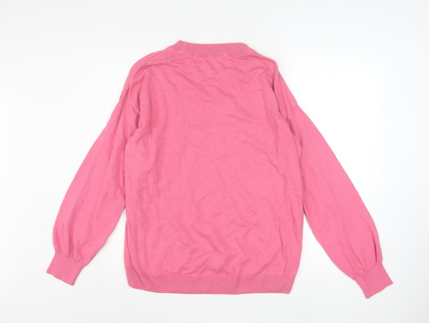 Next Women's Pink Star Jumper Small Cotton Crew Neck Knitwear