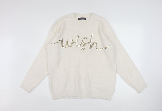 Marks and Spencer Women’s Ivory Sequin Wish Jumper Size M