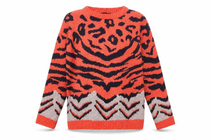 Next Womens Orange Animal Print Chunky Knit Jumper Medium