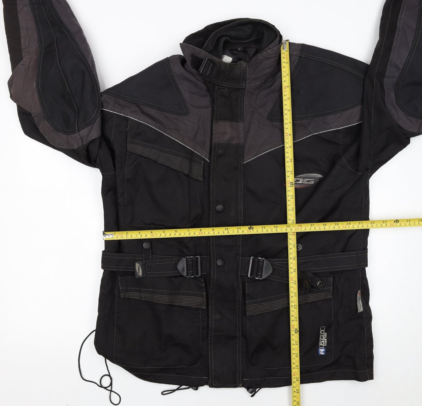 DG Men's Black L Motorcycle Jacket Waterproof Belted Lined
