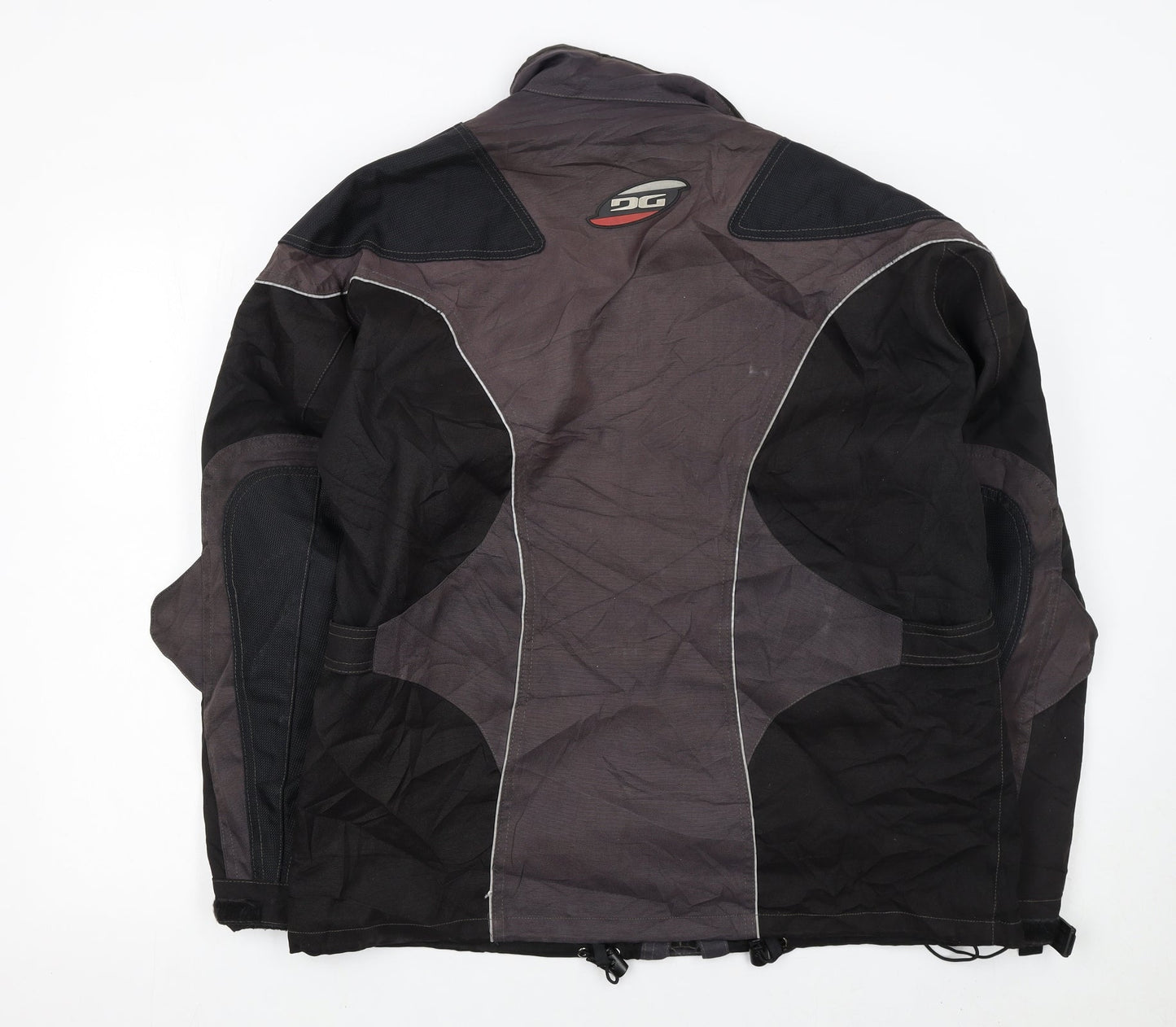 DG Men's Black L Motorcycle Jacket Waterproof Belted Lined