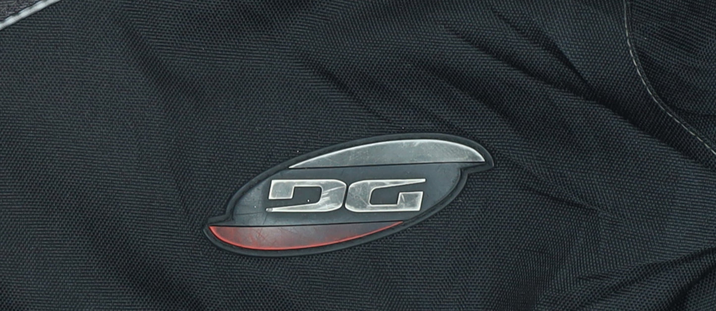 DG Men's Black L Motorcycle Jacket Waterproof Belted Lined