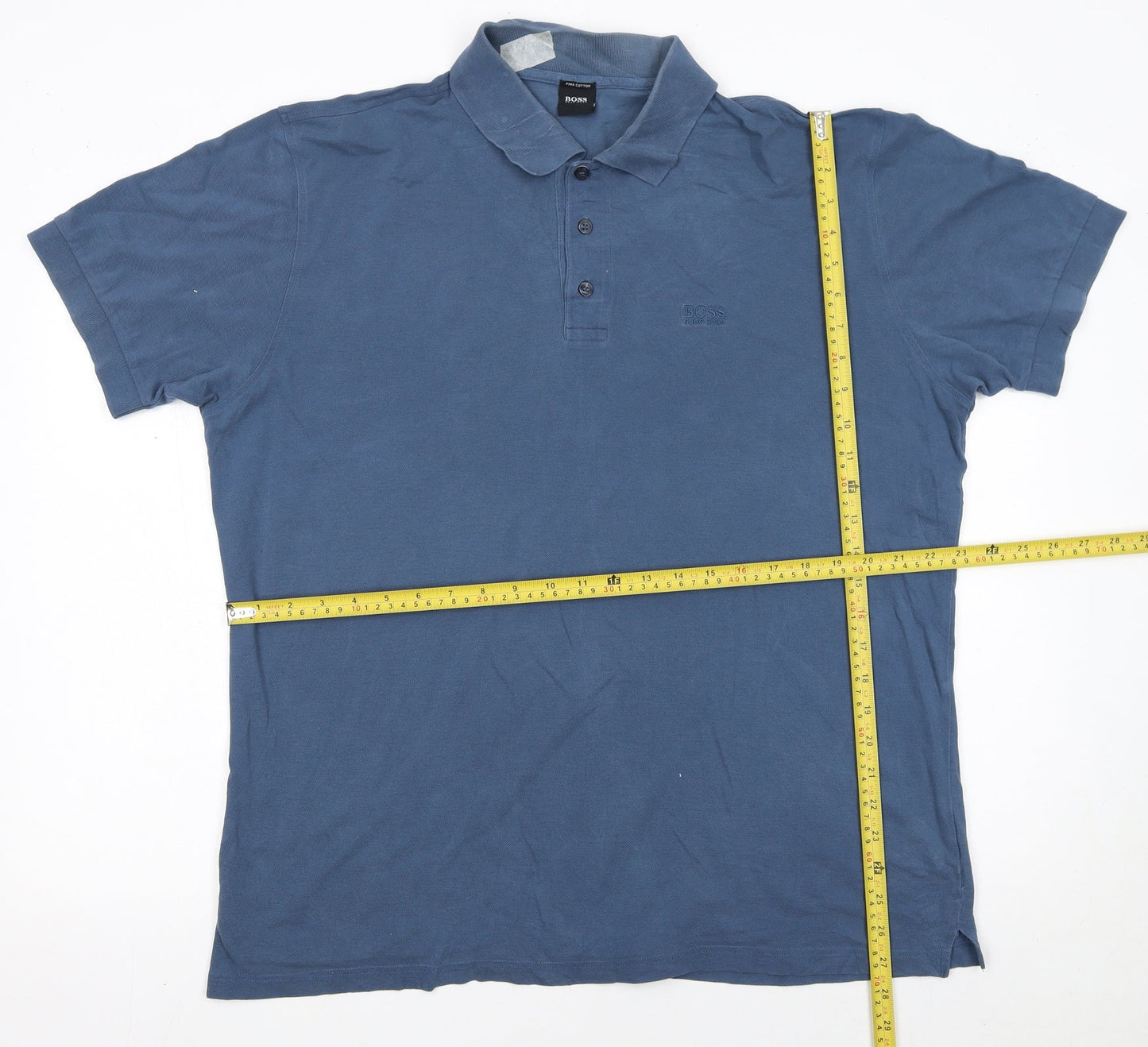 Hugo Boss Men's Blue XL Pima Cotton Short Sleeve Polo Shirt