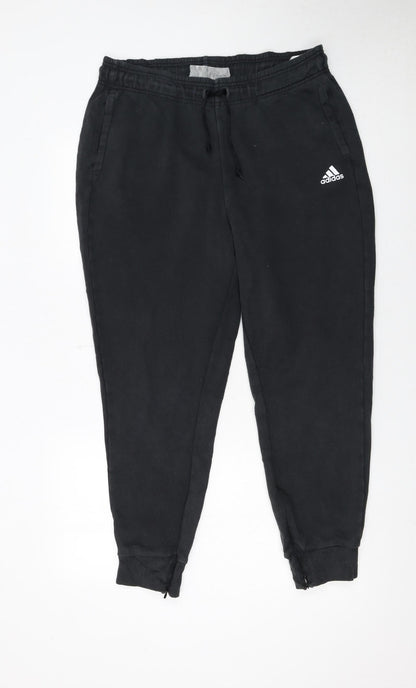 Additional front view of Adidas Women Black L Jogger Sweatpants 77% Cotton Drawstring