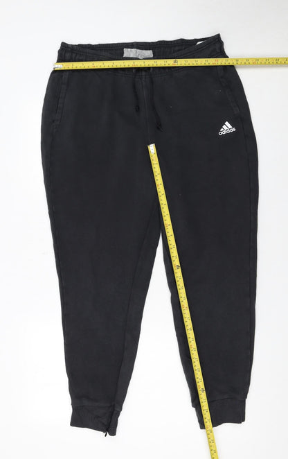 Back view of Adidas Women Black L Jogger Sweatpants 77% Cotton Drawstring