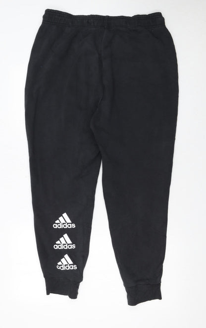 Close-up detail of Adidas Women Black L Jogger Sweatpants 77% Cotton Drawstring