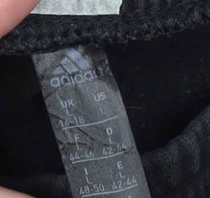 Brand and care label for Adidas Women Black L Jogger Sweatpants 77% Cotton Drawstring