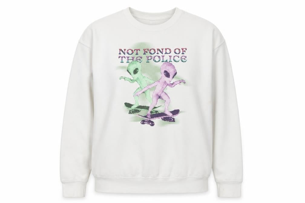 Cotton Heritage Women White Alien Graphic Pullover Sweatshirt L