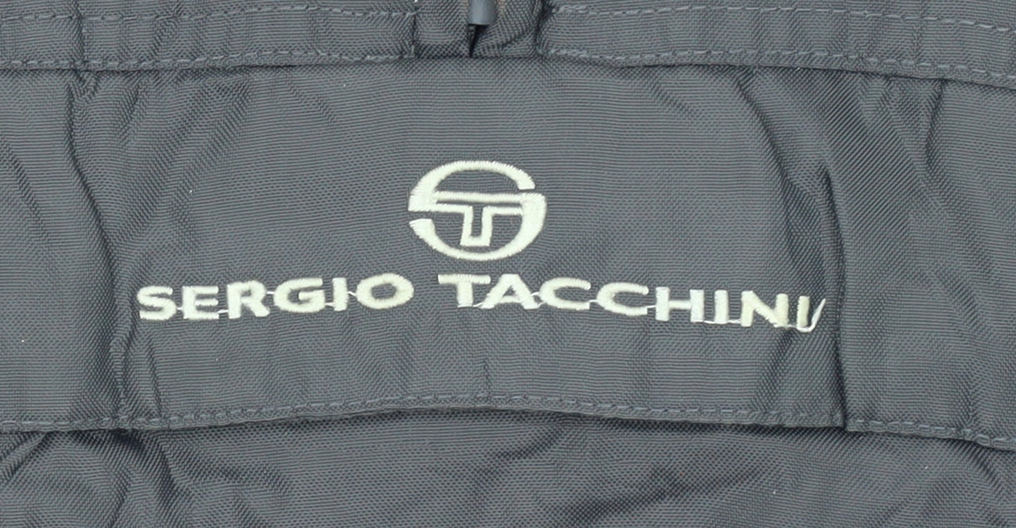 Sergio Tacchini Men's Grey Hooded Anorak Jacket Size M