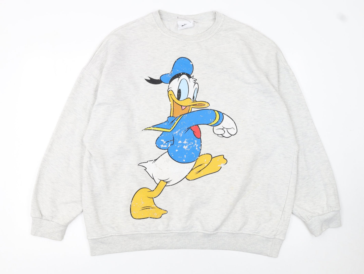 Disney Mickey & Friends Donald Duck Grey Cotton Sweatshirt Women M