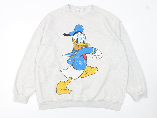 Disney Mickey & Friends Donald Duck Grey Cotton Sweatshirt Women M
