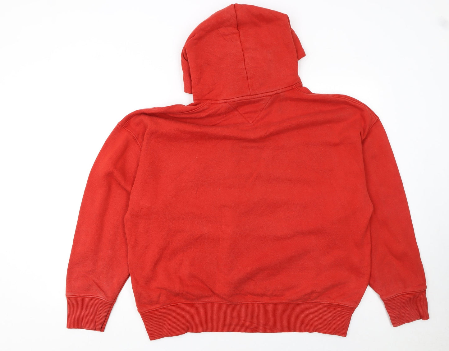Tommy Jeans Men Red Pullover Hoodie M Cotton Fleece Logo