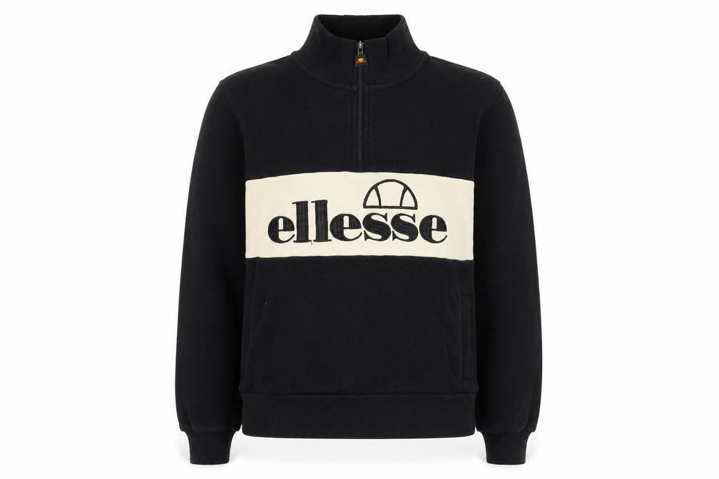 Ellesse Womens Black Beige Half Zip Sweatshirt UK 6